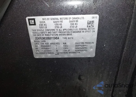 2016 GMC Terrain Sle-2 z USA, uszkodzony, nr VIN 2GKFLNE30G6113454